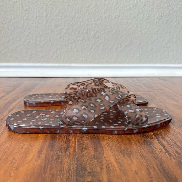 NWOB ANTHROPOLOGIE x MATISSE Leopard Print Jelly Sandals Square Toe Brown - Picture 1 of 10